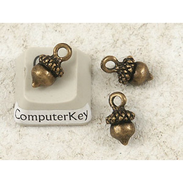 Charm, Acorn 13x7mm, antiqued bronze