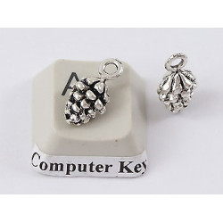 Charm, Pinecone, antiqued silver, bag of 20