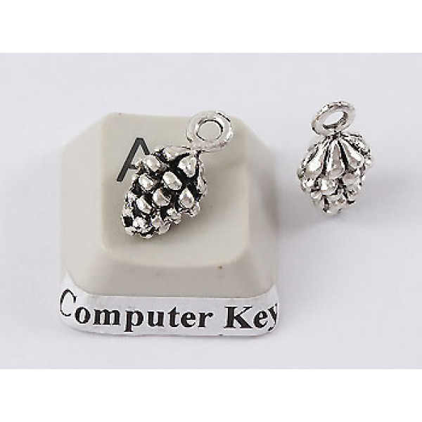 Charm, Pinecone, antiqued silver, bag of 20