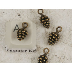Charm, Pinecone, antiqued bronze, bag of 20