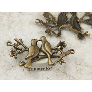 Lovebirds Connector, 47mm, antiqued bronze