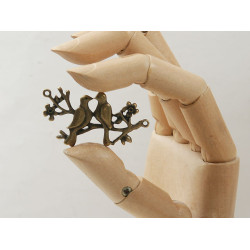 Lovebirds Connector, 47mm, antiqued bronze