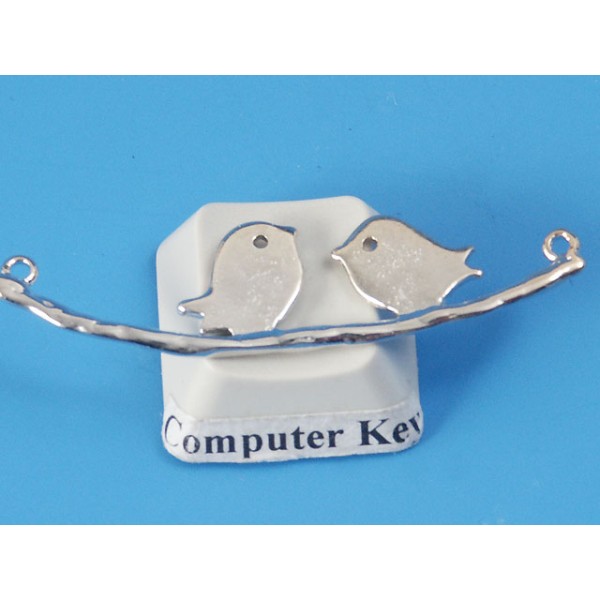 Birds on a branch, chandelier connector, white bronze plate