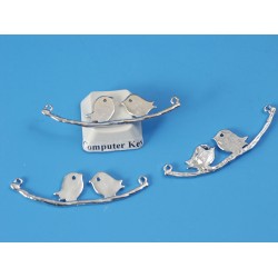 Birds on a branch, chandelier connector, white bronze plate