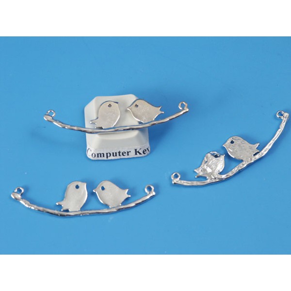Birds on a branch, chandelier connector, white bronze plate