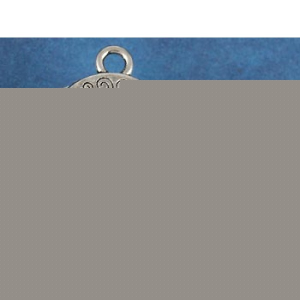 Charm, tree with curly branches, antiqued silver
