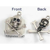 Skull and crossbones, antiqued silver, 24x21mm