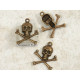 Skull and crossbones, antiqued bronze, 24x21mm