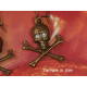 Skull and crossbones, antiqued bronze, 24x21mm