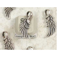 Pendant, Wing, antiqued silver, 23.5x8.5mm