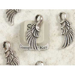 Pendant, Wing, antiqued silver, 23.5x8.5mm