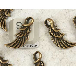 Pendant, Wing, antiqued bronze, 23.5x8.5mm