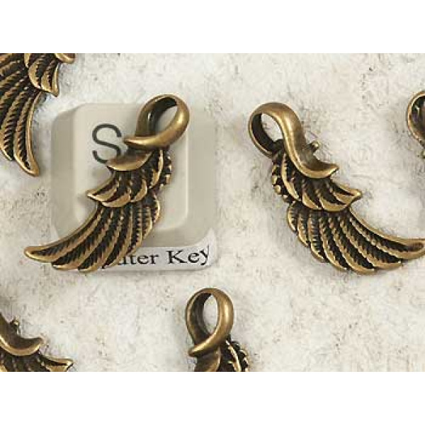 Pendant, Wing, antiqued bronze, 23.5x8.5mm