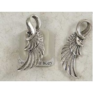 Pendant, Wing, antiqued silver, 32x11mm