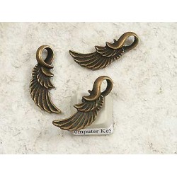 Pendant, Wing, antiqued bronze, 32x11mm