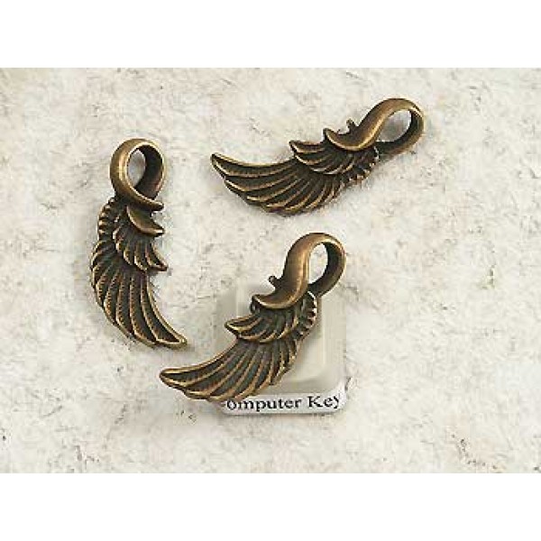 Pendant, Wing, antiqued bronze, 32x11mm