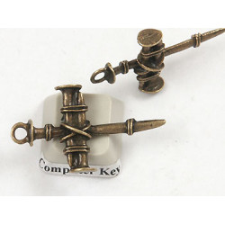 Charm, nail cross, antique bronze