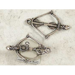 Charm, crossbow and arrow, antique silver