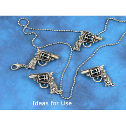 Big Pistol Gun, 33mm, antiqued silver