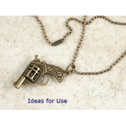 Big Pistol Gun, 33mm, antiqued bronze