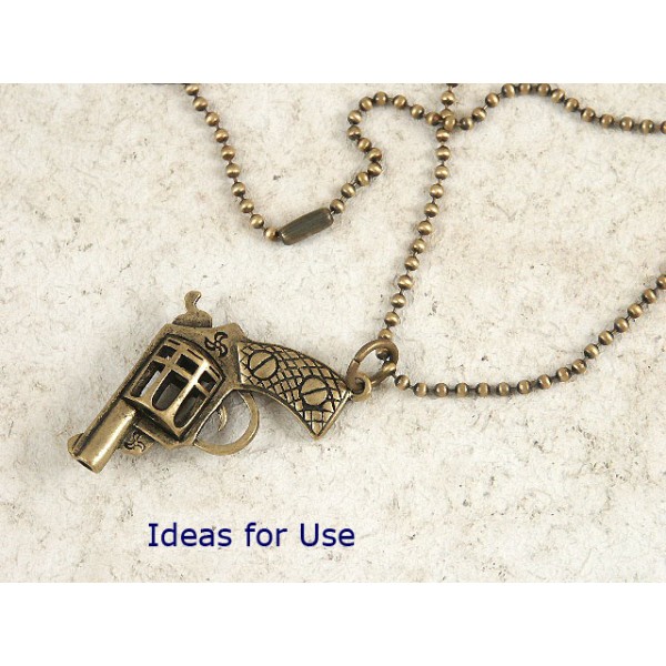 Big Pistol Gun, 33mm, antiqued bronze