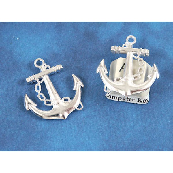 Anchor, 32mm, silver plate