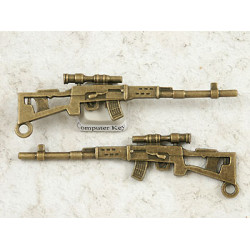 Big Rifle Gun pendant, antiqued bronze, 80mm
