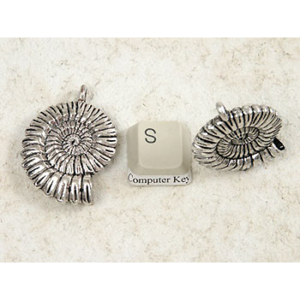 Big Nautilus Spiral Pendant, antique silver