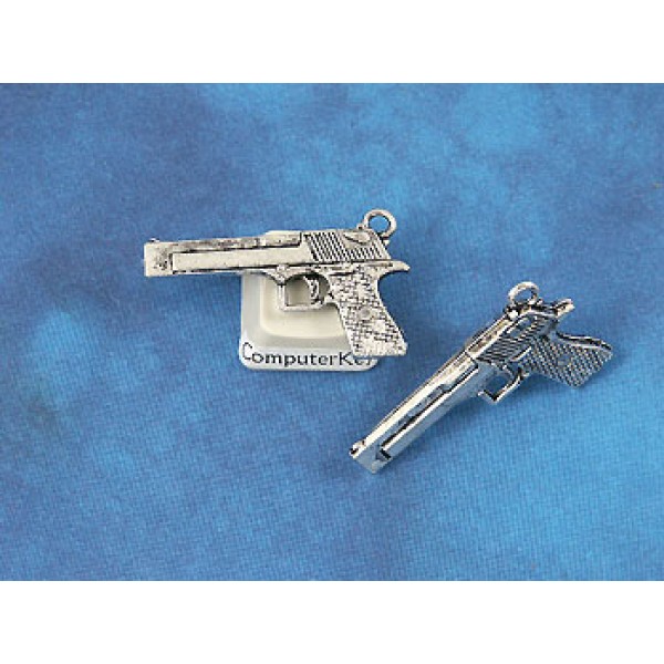 Big Revolver Gun pendant, 35mm, antiqued silver