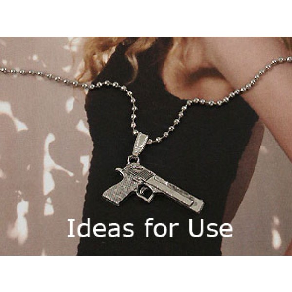 Big Revolver Gun pendant, 35mm, antiqued silver