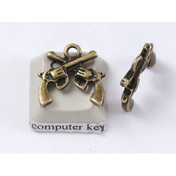 Charm, Crossed pistols, Gun, Antique Bronze, bag of 20