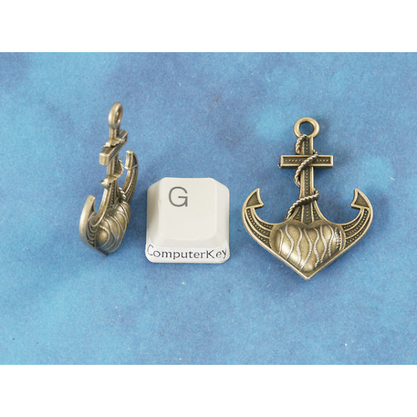 Large Anchor with heart, antiqued bronze