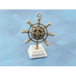 Large Ship's Wheel with flowers, antiqued bronze