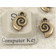 Charm, wee Snail spiral nautilus, Antique Bronze, bag of 10