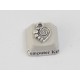 Charm, heart with spiral, tibetan silver, per 10