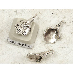 Flower charm / bell cap, antiqued silver, bag of 20