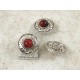 Button, round metal with red trim