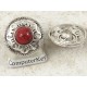 Button, round metal with red trim