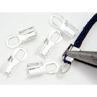 Fold-over End, 4mm, large, NF silver plate, e-coated