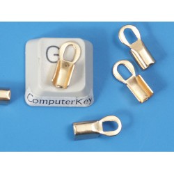 Fold-over End, 4mm, large, gold plate, e-coated