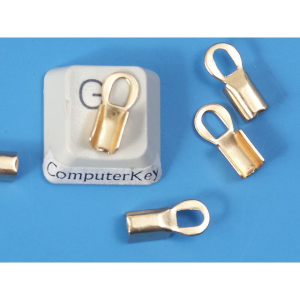Fold-over End, 4mm, large, gold plate, e-coated