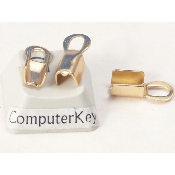 Fold-over End, 4mm, large, gold plate, e-coated