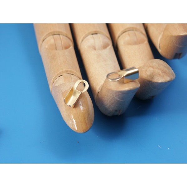 Fold-over End, 4mm, large, gold plate, e-coated