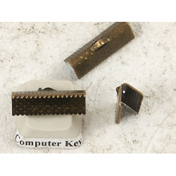 Ribbon Clamp end 20mm antique bronze plate, bag of 50