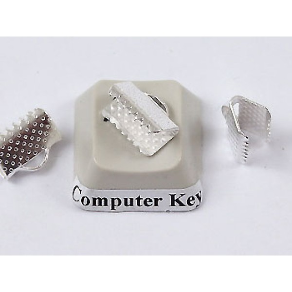 Ribbon Clamp end 10mm silver plate, each