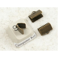 Ribbon Clamp end 10mm antique bronze, each