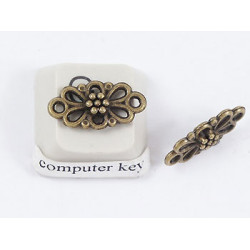 Filigree Flower Charm / Connector, ant bronze, bag of 20