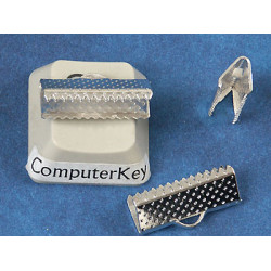 Ribbon Clamp end 16mm, silver plate, per 50