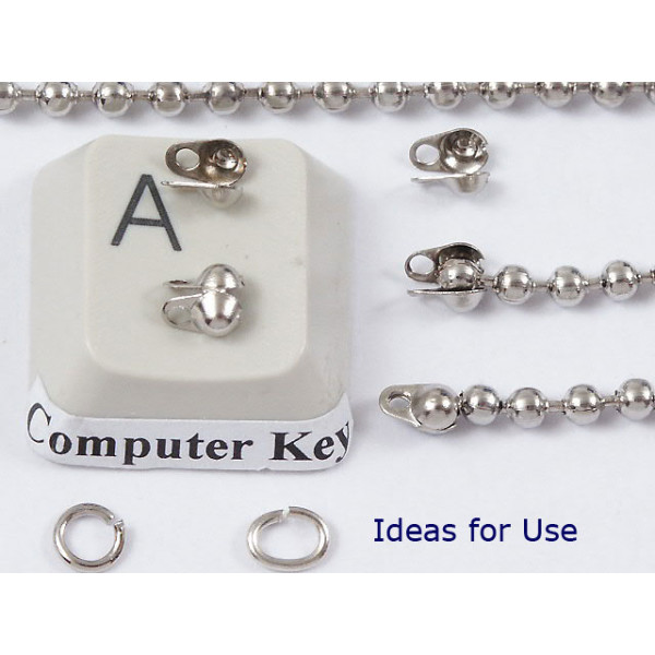 2.4mm Ball Chain Crimp End with two loops, stainless steel, each