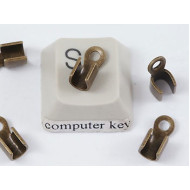 Wrap-around Crimp Tube End, 3mm, antique brass, each